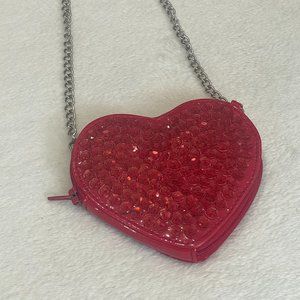 Gymboree red heart coin purse/wallet with chain - kids